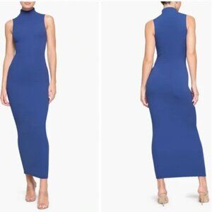 SKIMS Fits Everybody Sleeveless Mock Neck Maxi Dress Sapphire Blue Size L 10